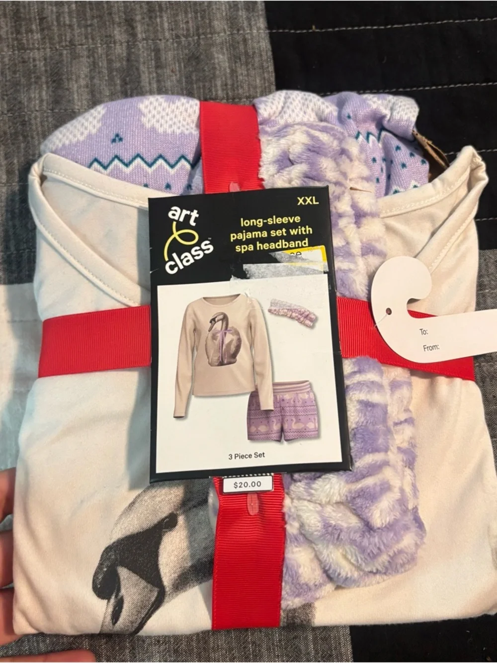 Art Class XXL Lavender & Cream Long-Sleeve Pajama Set with Headband